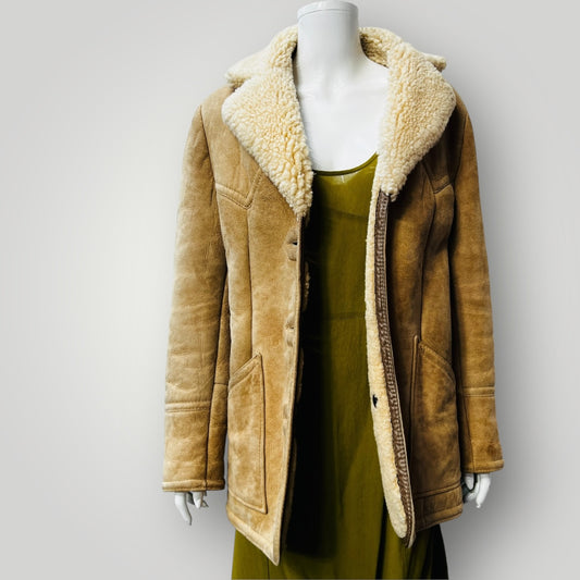 1940s nz vintage / KNIGHT TAYLORS / genuine sheepskin shearling jacket / s (3890671555636403530)