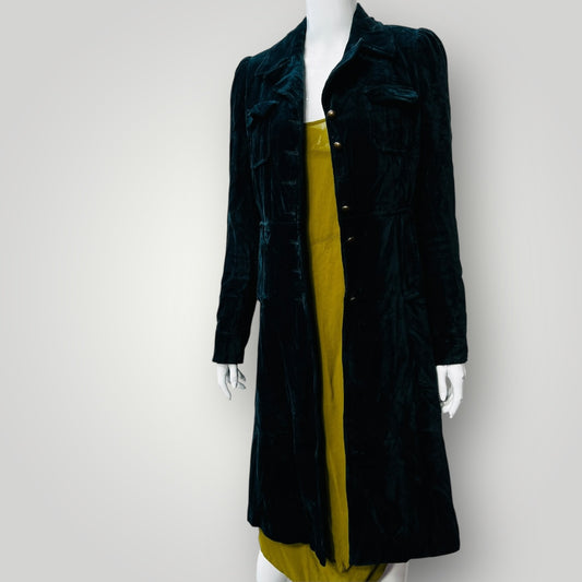 KOOKAI / forest green velvet coat / 40 (3890671559252134494)