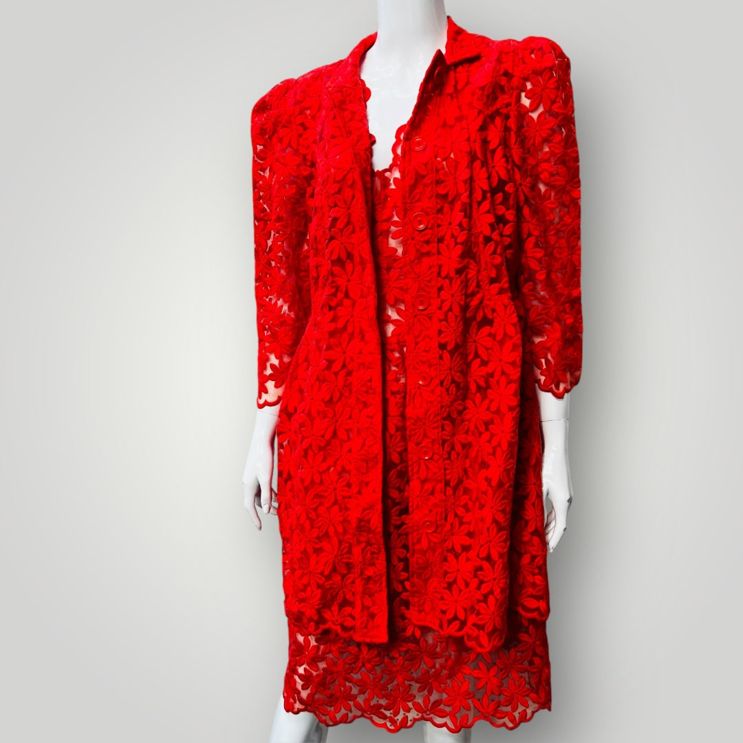2000s nz vintage / ANDREA MOORE / lace dress + coat / 14 (3890671573943533976)