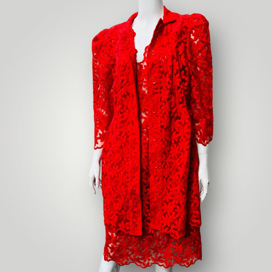 2000s nz vintage / ANDREA MOORE / lace dress + coat / 14 (3890671573943533976)