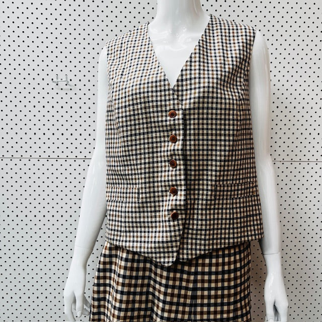 vintage / AQUASCUtUM / plaid wool+ silk waistcoat vest / 16 / made in britain (3891167627758044688)