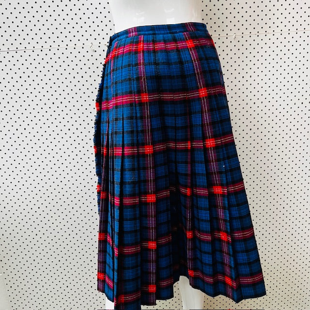 1970s vintage / plaid wool kilt / s (3891167655649955237)