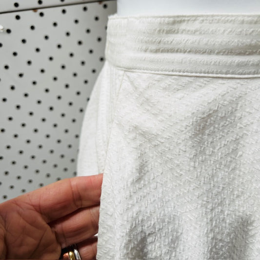 UNIQLO / cream cotton a line skirt / pockets / s (3891167679368429223)