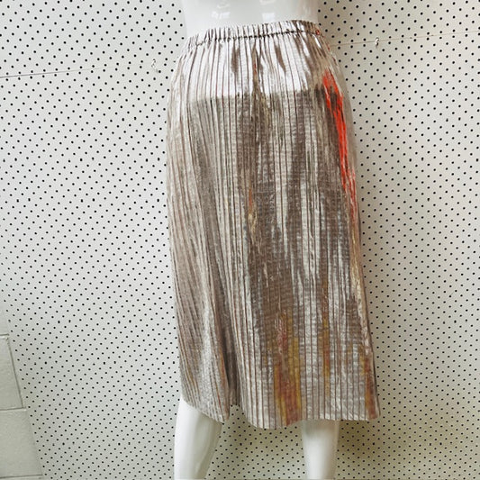 KILT / metallic silver pleated skirt / s (3891167708057109177)