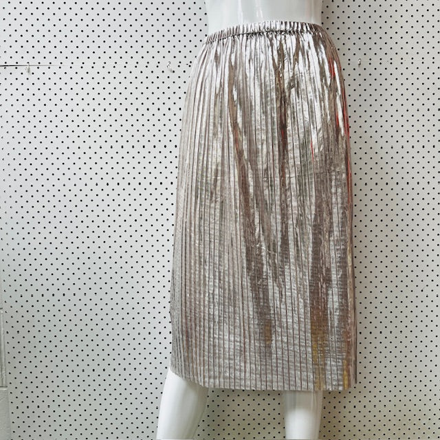 KILT / metallic silver pleated skirt / s (3891167711576953494)