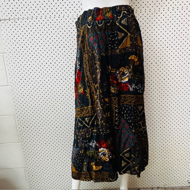 american vintage / 1990s drop waist floral skirt / s (3891167727876193162)
