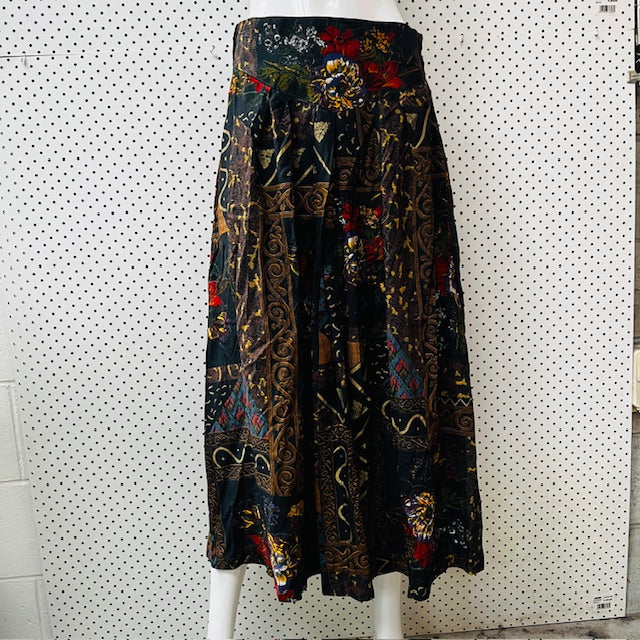 american vintage / 1990s drop waist floral skirt / s (3891167731189246735)