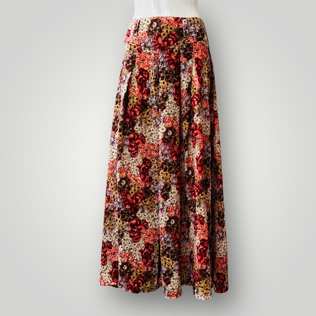 1990s nz vintage / full length floral skirt / s (3891167941763073246)
