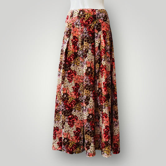1990s nz vintage / full length floral skirt / s (3891167941763073246)