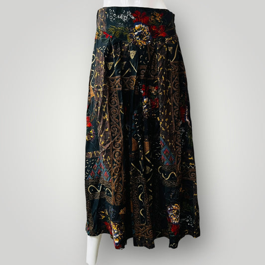 american vintage / 1990s drop waist floral skirt / s (3891167953917509022)