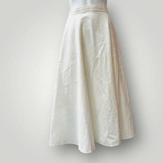 UNIQLO / cream cotton a line skirt / pockets / s (3891167964221838137)