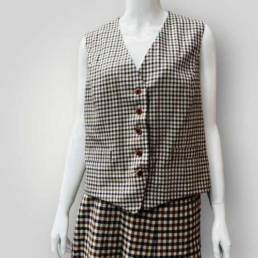 vintage / AQUASCUtUM / plaid wool+ silk waistcoat vest / 16 / made in britain (3891167977328962089)