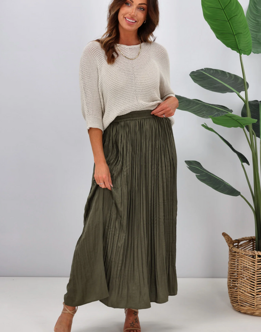 Jane James / Tess Crushed Skirt Olive / 20 (3891177152235586938)