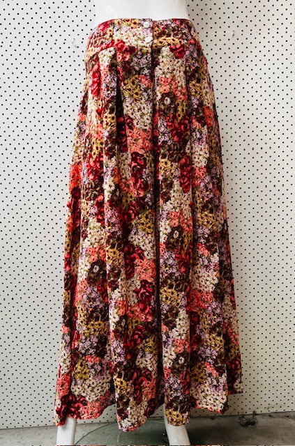 1990s nz vintage / full length floral skirt / s (3891238626394983664)