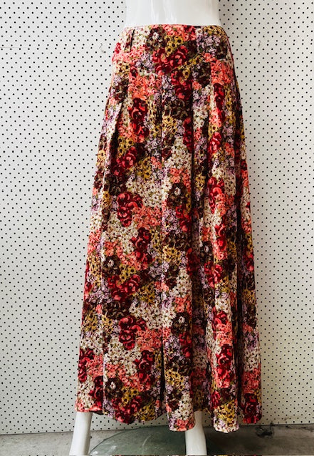 1990s nz vintage / full length floral skirt / s (3891238640004960083)