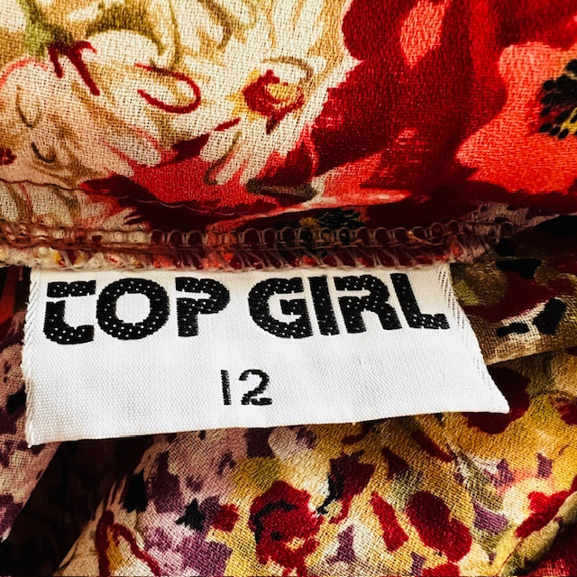 1990s nz vintage / TOP GIRL / full length floral skirt / s (3891248551860483576)
