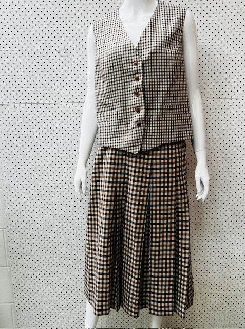 vintage / AQUASCUtUM / plaid wool+ silk waistcoat vest / 16 / made in britain (3891259106381000579)