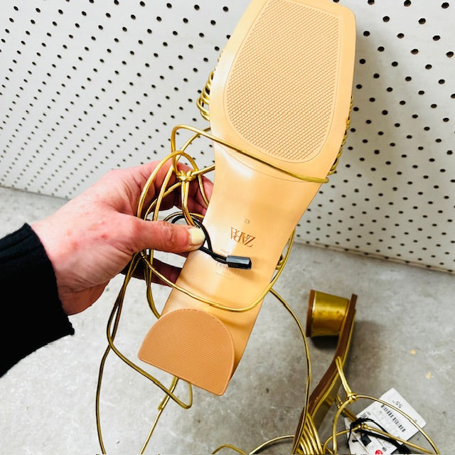 ZARA / gold sandals / 42 / new (3891322217046005057)