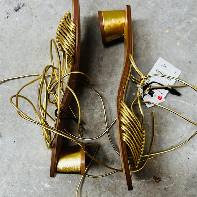 ZARA / gold sandals / 42 / new (3891322220762549556)