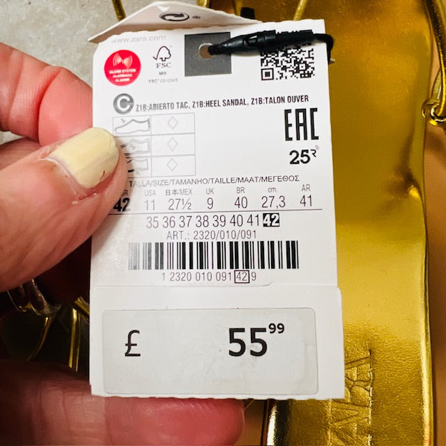 ZARA / gold sandals / 42 / new (3891322228041901692)
