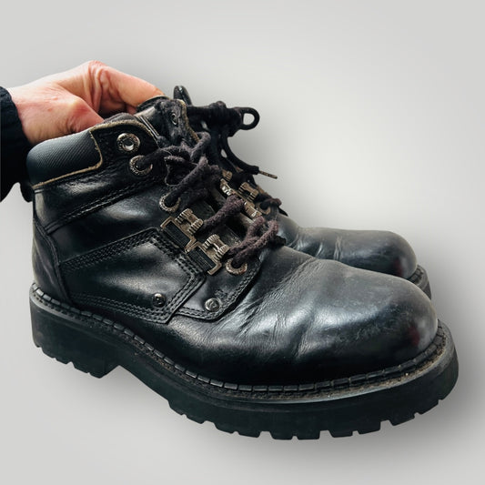 1990s vintage / COLORADO / black leather chunky boots / 41 (3891322659967605701)