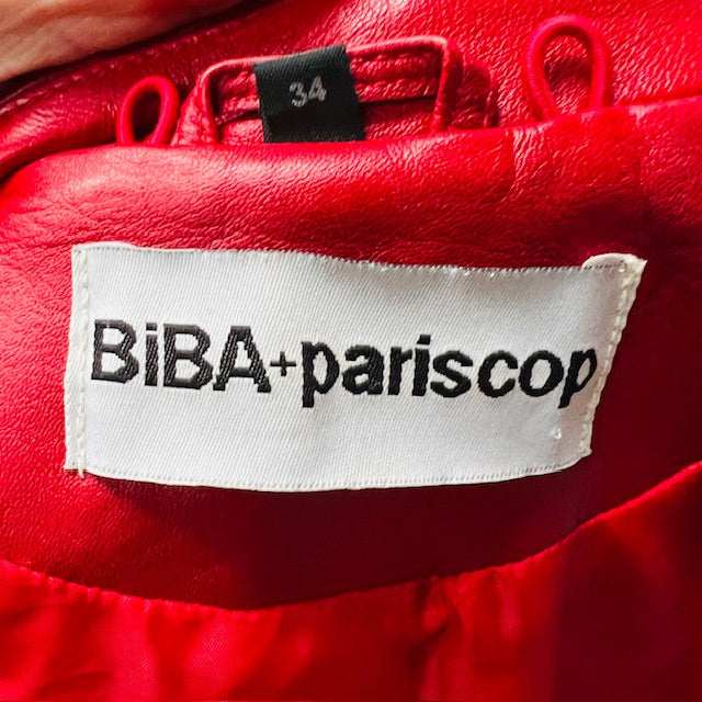 1990s vintage / red leather jacket / biba+pariscop / s (3891673508304229169)
