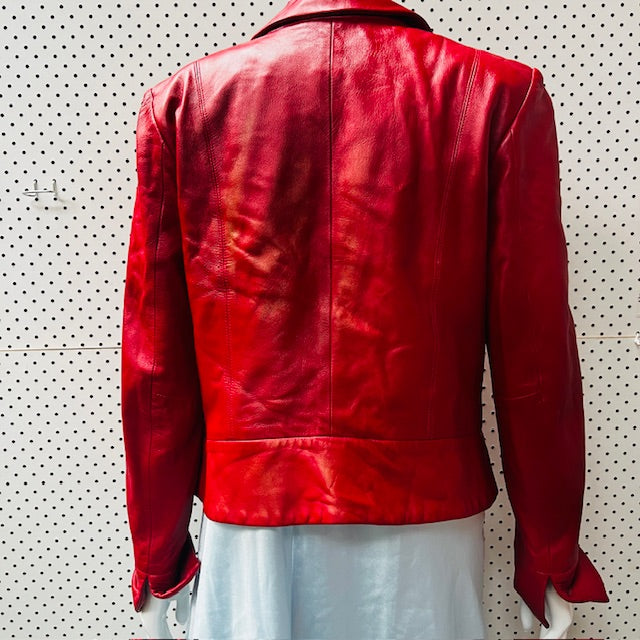 1990s vintage / red leather jacket / biba+pariscop / s (3891673513089640619)