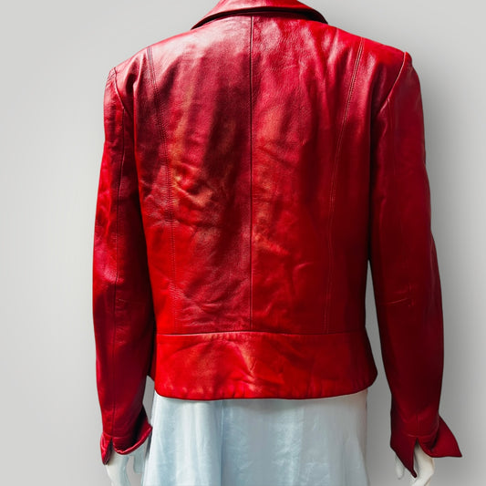 1990s vintage / red leather jacket / biba+pariscop / s (3891673673135319559)