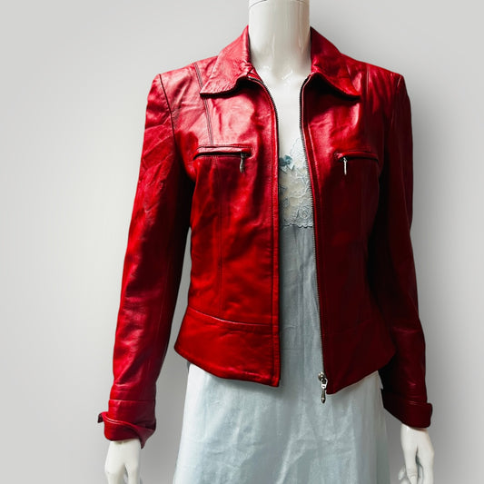 1990s vintage / red leather jacket / biba+pariscop / s (3891673675979003451)