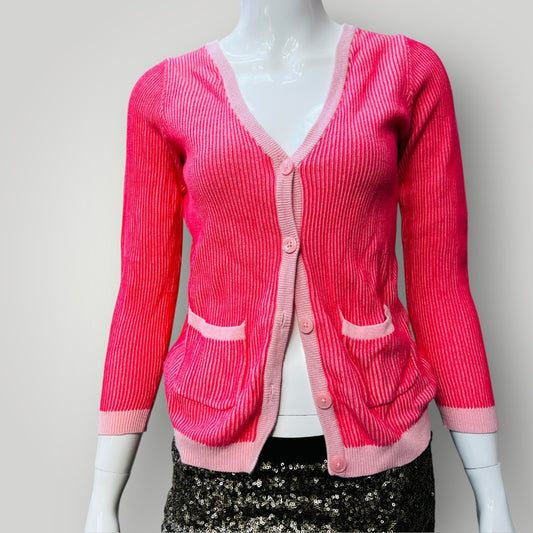 1990s vintage / cardigan / pink / ribbed / s (3891767865804487449)