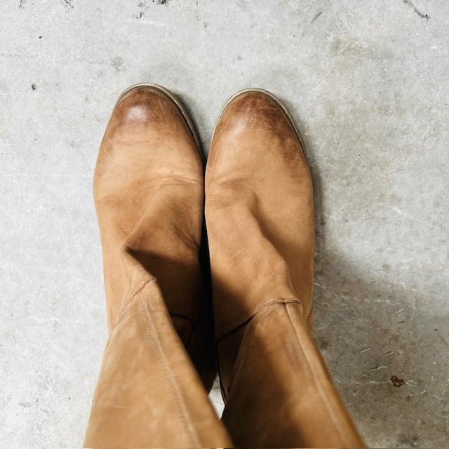 knee length leather boots / made in italy / 40 (3892559217057886692)