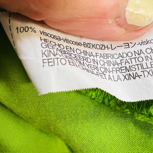 ZARA / bright green slinky lingerie dress / s (3893493116885810266)