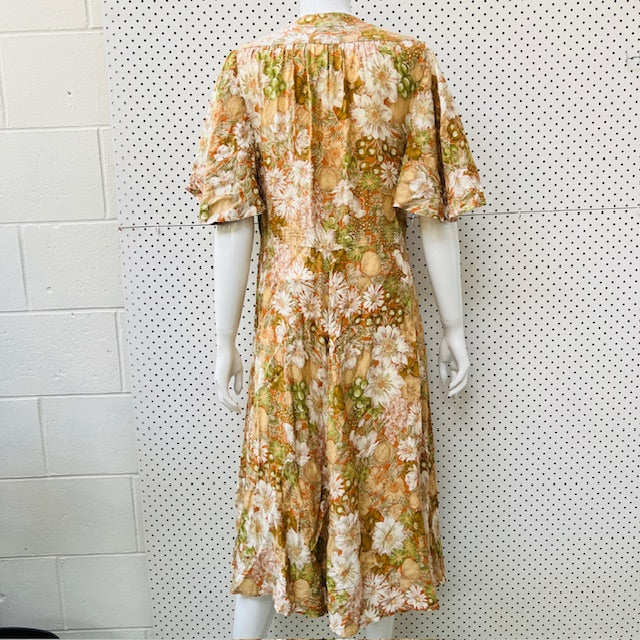 1960s nz vintage / TIFFANY JANE / floral cotton dress / s (3893493211623129652)