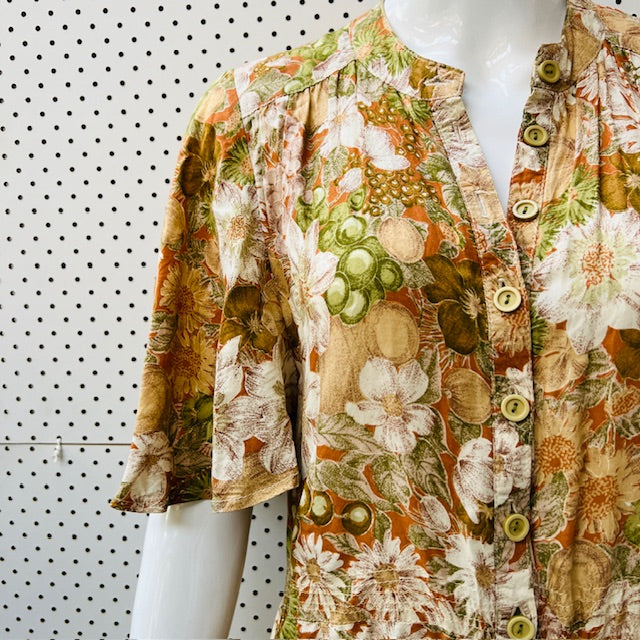 1960s nz vintage / TIFFANY JANE / floral cotton dress / s (3893493214924858555)