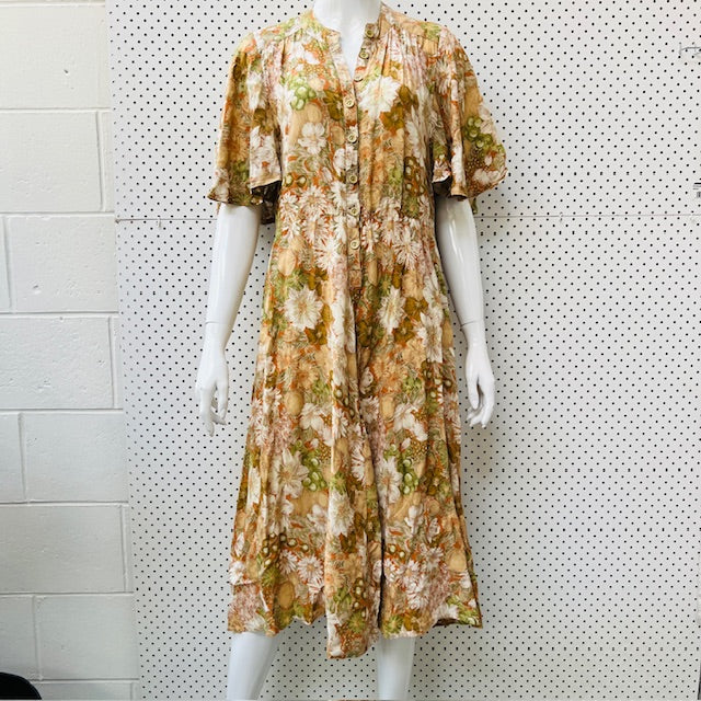 1960s nz vintage / TIFFANY JANE / floral cotton dress / s (3893493216845286095)