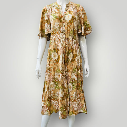 1960s nz vintage / TIFFANY JANE / floral cotton dress / s (3893493574644133789)