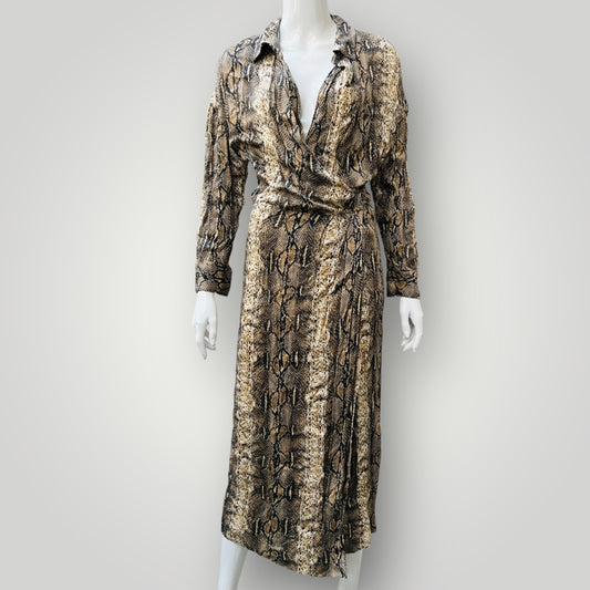 ZARA / animal print wrap dress / m (3893493587935281881)