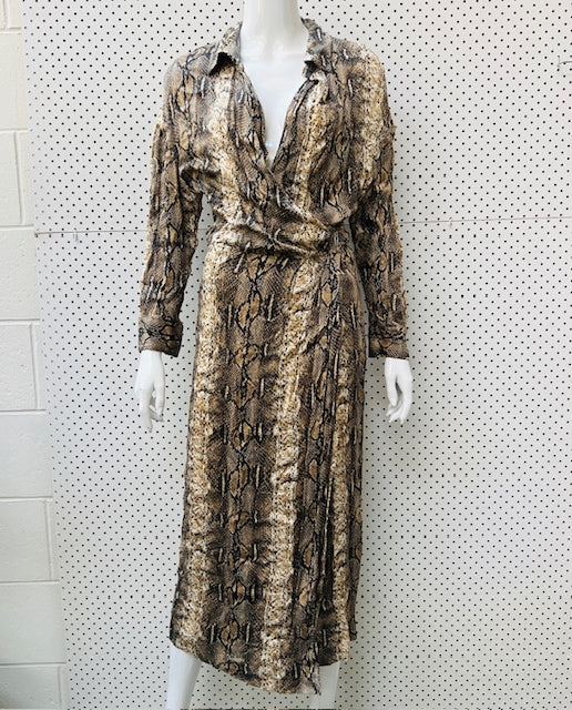 ZARA / animal print wrap dress / m (3893512602755164585)