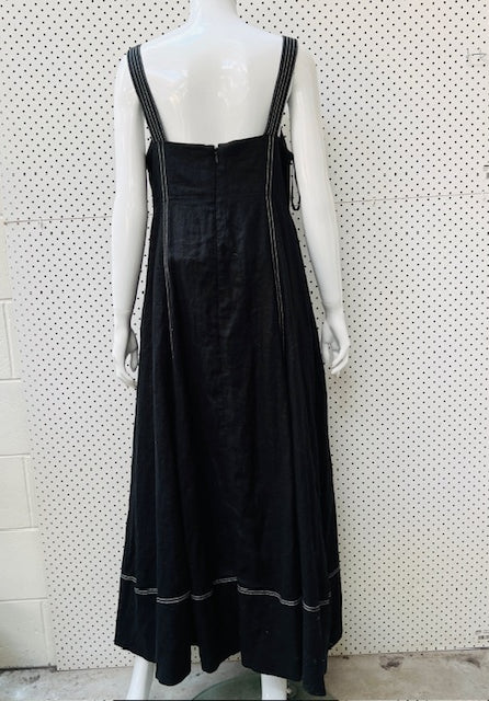 Aje / Breathless Stitch Midi Dress / black linen / 16 (3893514074160830765)