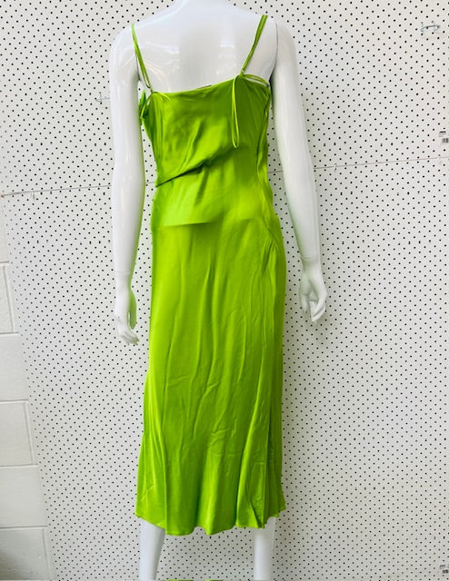 ZARA / bright green slinky lingerie dress / s (3893574202586737761)