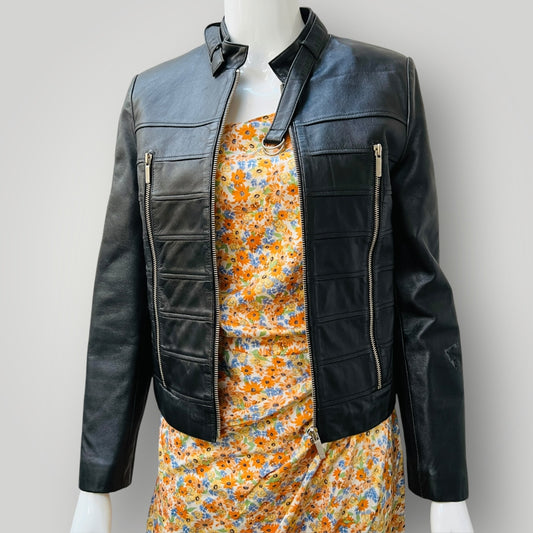 the fan / black leather jacket / s (3893577280689514784)