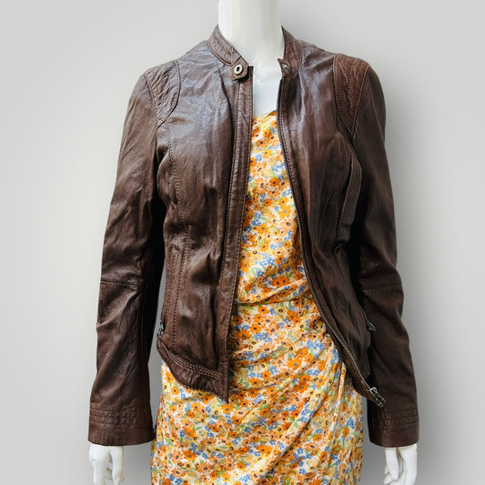 made in italy / SIENNA DE CHICO / brown leather jacket / s (3893577306460061133)