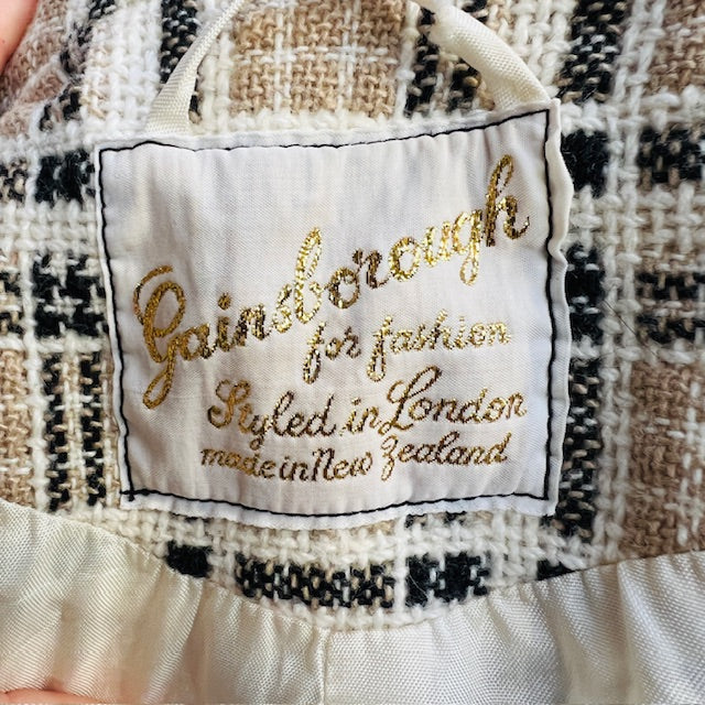 1960s nz vintage / GAINSBOROUGH / plaid wool coat / s (3893654524935114686)