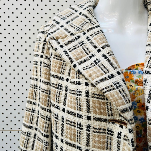 1960s nz vintage / GAINSBOROUGH / plaid wool coat / s (3893654528266605620)