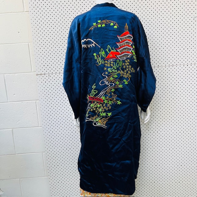 silky robe / with embroidery / m/l (3893654533795206547)
