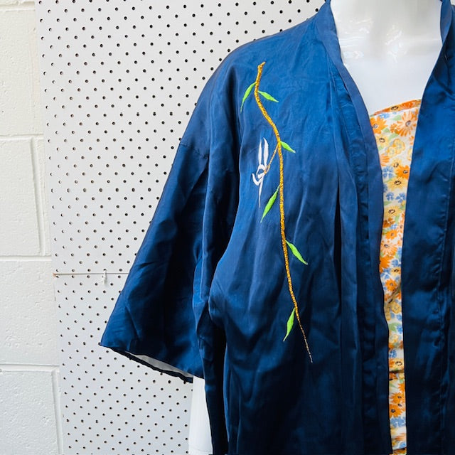 silky robe / with embroidery / m/l (3893654534614376253)