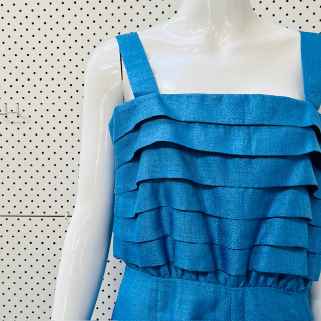 1960s nz vintage / SOUTHWELL / electric blue sundress and jacket / s/m (3893694622885002917)