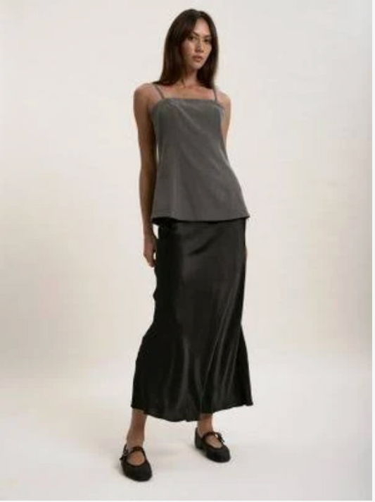 MAX / khaki satin slip skirt / 14 (3893765189802330314)
