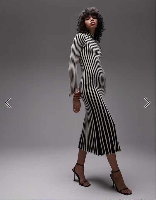 TOPSHOP / knitted stripe dress / 3xl (3893830801868165194)