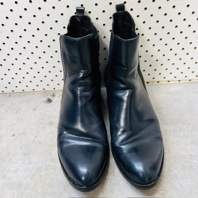 PROGETTO/ blue leather chelsea boots / 39 (3894108208838171568)